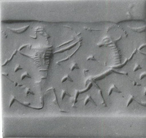 Cylinder seal with hunting scene