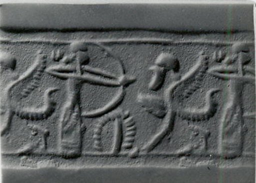 Cylinder seal with hunting scene