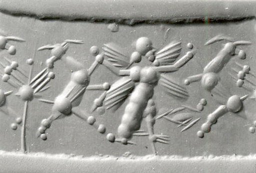 Cylinder seal with three-figure contest scene
