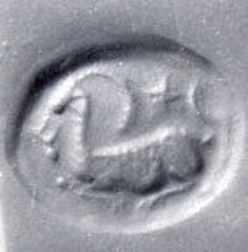 Stamp seal (scaraboid) with animal and divine symbols