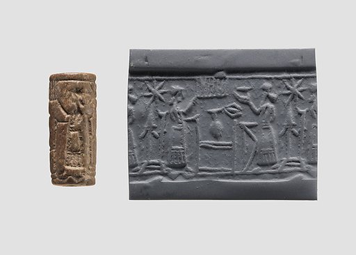 Cylinder seal with cultic banquet scene