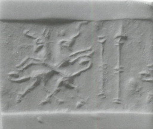 Cylinder seal with animals and divine symbols