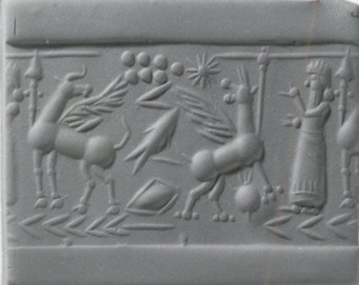 Cylinder seal with cultic scene