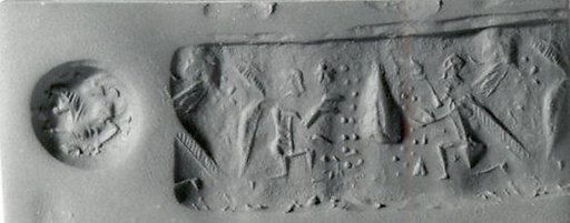 Stamp-cylinder seal (with loop handle) with cultic scene