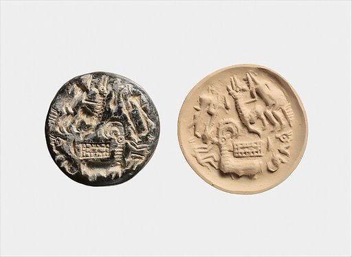 Stamp seal: hunters and goats, rectangular pen (?)