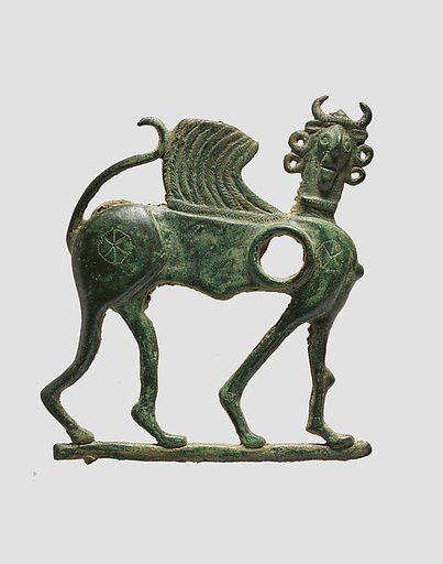 Horse bit cheekpiece in form of a winged, human-headed quadruped