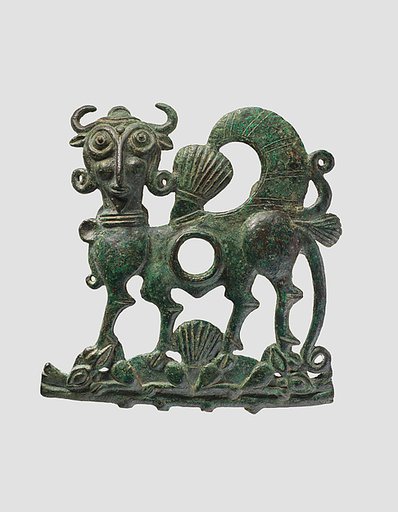 Horse bit cheekpiece in form of a winged, human-headed quadruped