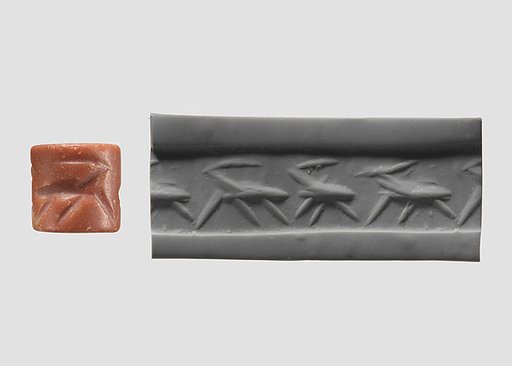 Cylinder seal with horned animals