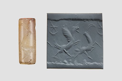 Cylinder seal with animal-monster contest scene