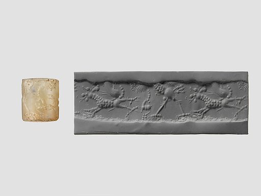 Cylinder seal with mythological contest scene