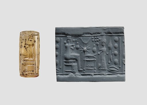 Cylinder seal with cultic banquet scene