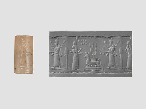 Cylinder seal with cultic scene