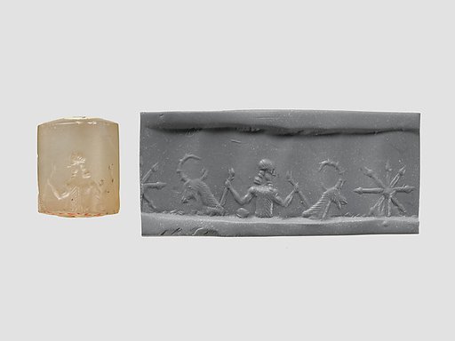 Cylinder seal with three-figure contest scene