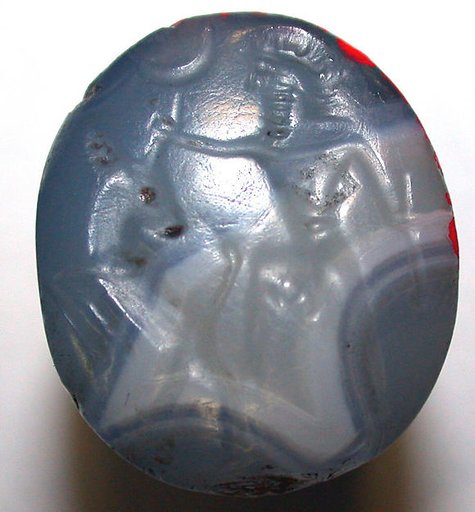 Stamp seal (oval conoid) with two-figure contest