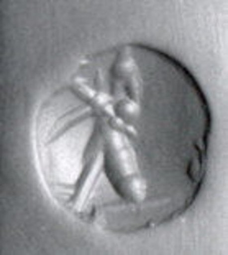Stamp seal (oval conoid) with deity (?)