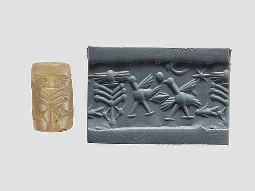 Cylinder seal with animals and divine symbols