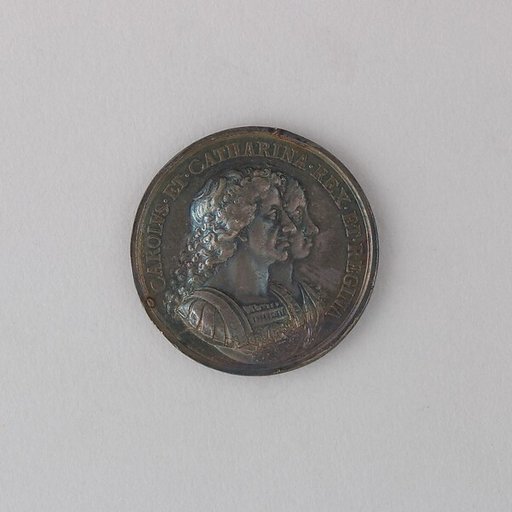 Medal of British Colonization Showing Charles II and Catherine