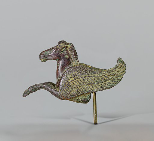 Forepart of a bronze winged horse