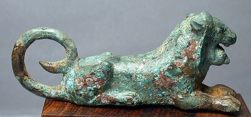 Bronze figure of a recumbent lion