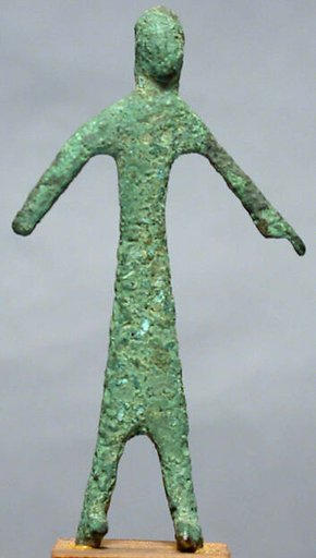 Bronze statuette of man with extended arms
