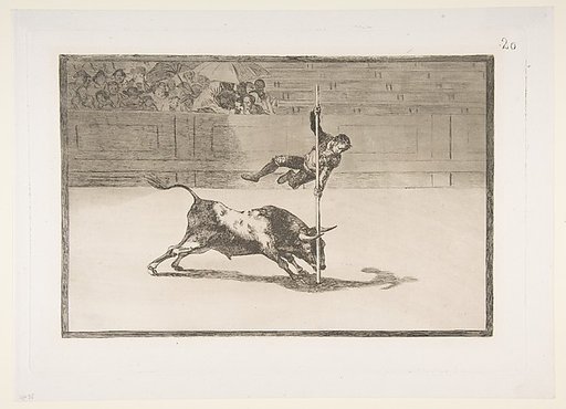 The agility and audacity of Juanito Apiñani in [the ring] at Madrid, plate 20 from "La Tauromaquia"