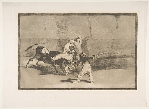 A Moor Caught by the Bull in the ring, plate 8 from "La Tauromaquia"