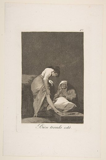 It is nicely stretched (Bien tirada está), plate 17 from "Los Caprichos"