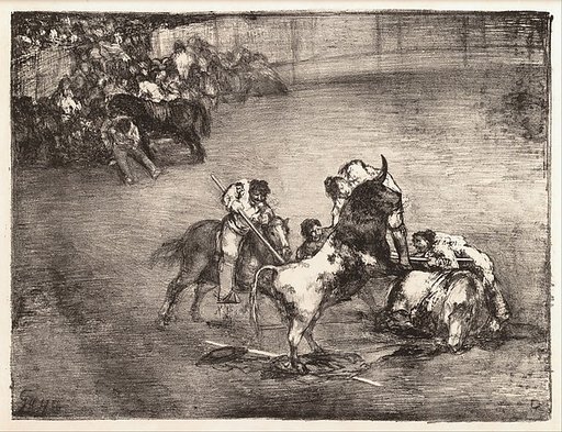 A picador caught by a bull, from the "Bulls of Bordeaux"