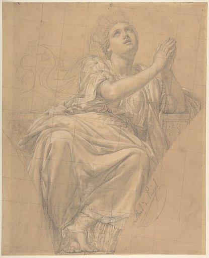 Allegorical Figure of the City of Piacenza, for a Pendentive in the Chapel of Saint-Roch, Church of Saint-Sulpice, Paris (recto); Studies for the Same Figure (verso)