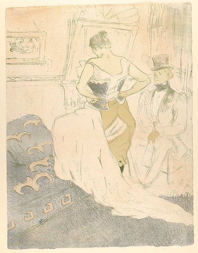 Fastening a Corset, from "Elles"