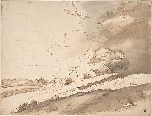 Landscape with Farm House and a Steeple in the Distance