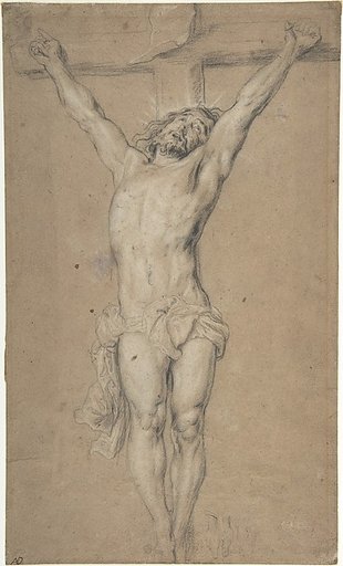 Christ on the Cross; verso: St. Jerome Reading by Candlelight, and Sketch of Male Torso (?)