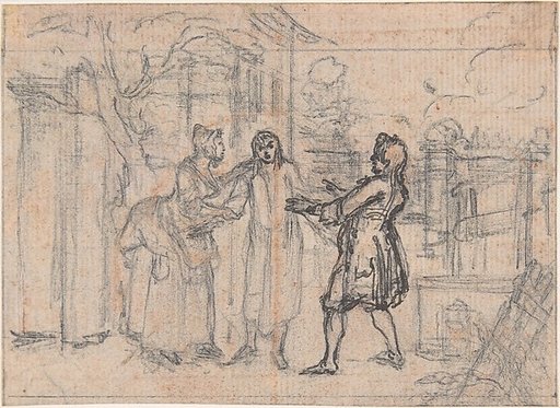 Study for "Hob Taken Out of Ye Well," etched vignette in "Songs in the Opera of Flora"