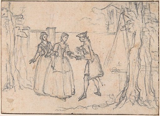 Study for "The Faithful Lovers, a Duette," etched vignette in "Songs in the Opera of Flora"