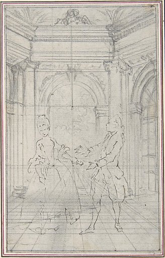 Design for a Scene in Pierre de Laujon's "L'Amoureux de quinze ans, ou la Double-Fête..."