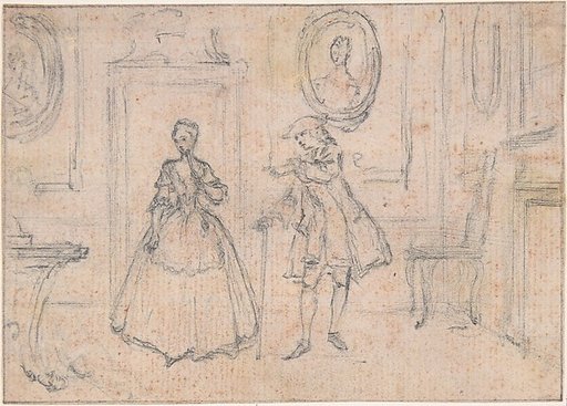 Study for "The Guardian's Maxim," etched vignette in "Songs in the Opera of Flora"