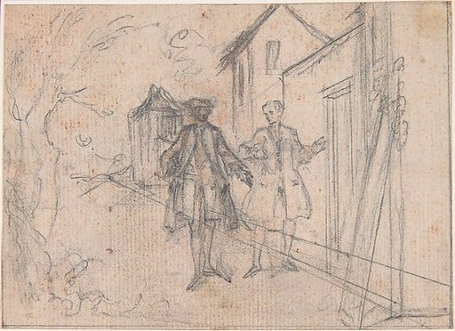 Study for "Friendly Going to Meet Hob," etched vignette in "Songs in the Opera of Flora"