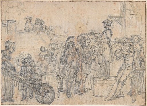 Study for "Friendly as a Ballad Singer at ye Country Wake," etched vignette in "Songs in the Opera of Flora"