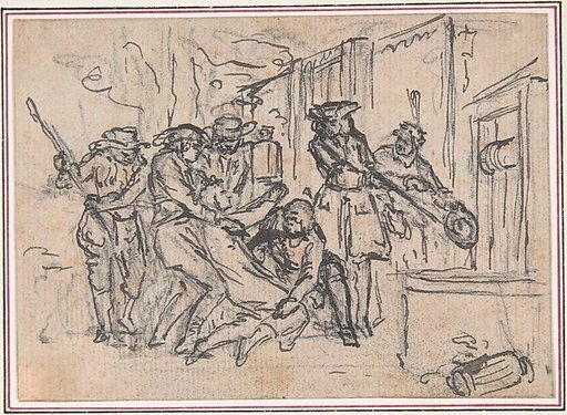 Study for "Hob's Petition to Sir Thomas to Keep Him out of the Well," etched vignette in "Songs in the Opera of Flora"