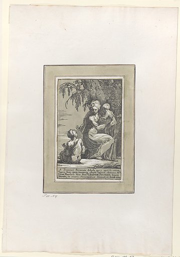 A Woman Standing at the Foot of a Tree Holding an Infant, with a Seated Boy