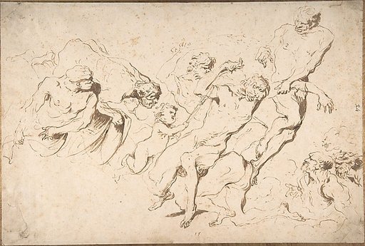Fantastic Subject: Five Nude Male Figures Punishing Another