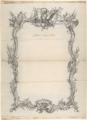 Design for a frame with Eagles and Trophies
