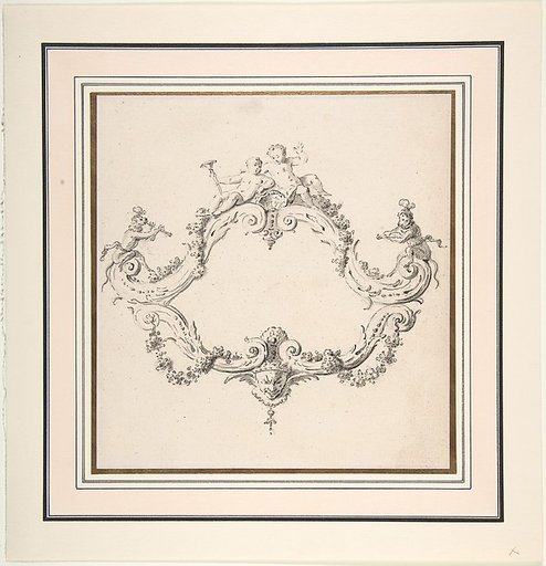 Design for a Rococo Cartouche with Putti and Monkeys