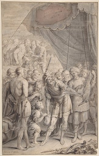Design for a Title Page: A General and His Army Looking at a Map