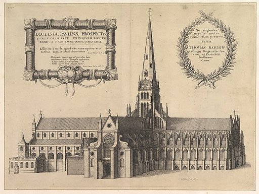 Saint Paul's from the South Showing the Spire (Ecclesiae Paulinae Prospectus...), from "The History of St. Paul's Cathedral in London"