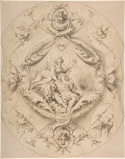 Ornamental Design with Diana and Endymion in a Central Cartouche