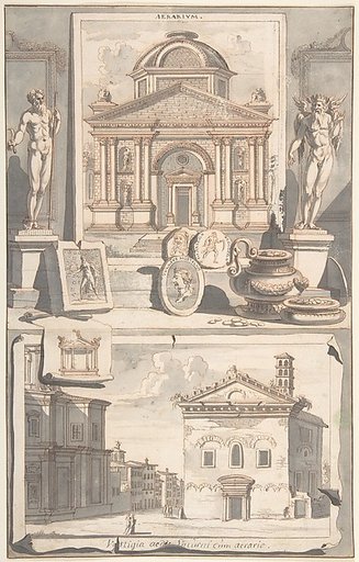 A Reconstruction of the Aerarium (above) and a View of the Ruins (below)