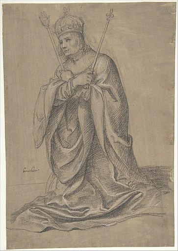 A Kneeling King of France Holding the Scepters of Royal Authority