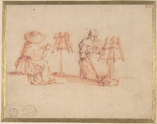 Two Women Winding Yarn