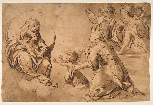 Madonna and Child with Saint John, Saint Anne, and Two Angels in Adoration